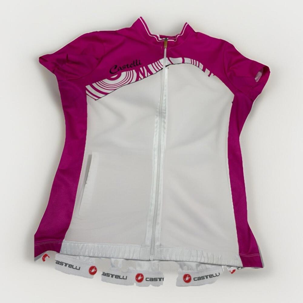 Castelli Cycling Jersey Pink & White Short Sleeve Zip Up Sz Medium EXCELLENT(A11